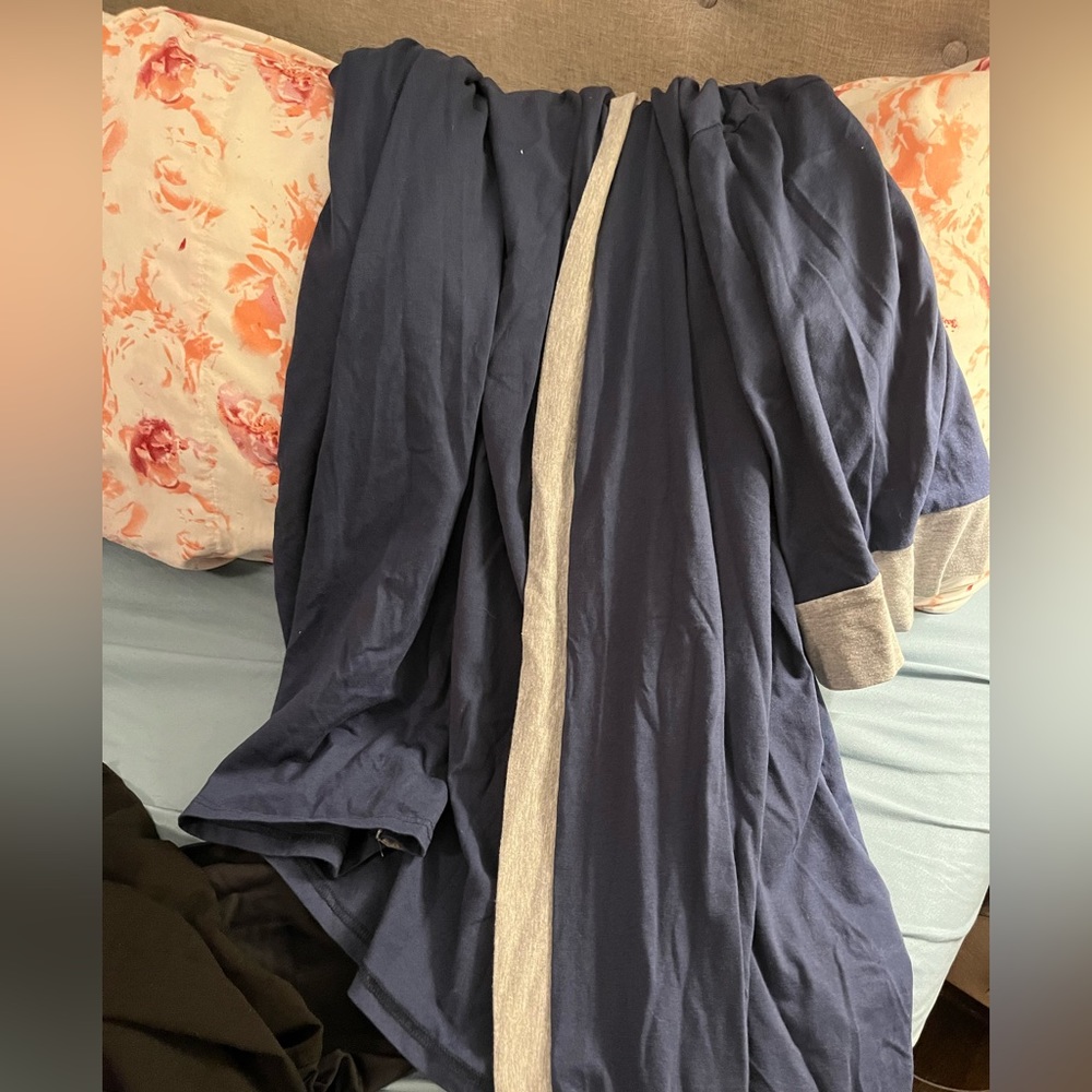 Navy blue with grey lines maternity robe